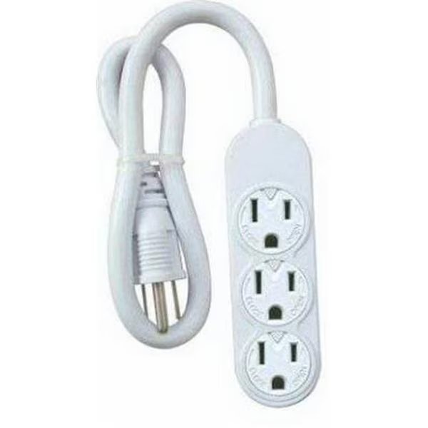 Master Electrician PS-304 White Mini 3 Outlet Power Strip, Master Electronics, Mfr#: 121170